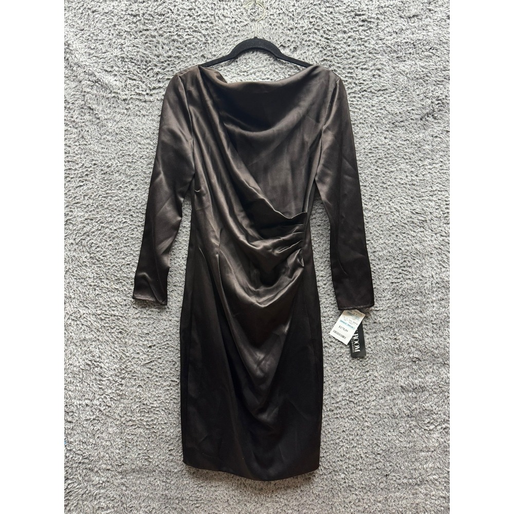 NWD Magaschoni Collection Long Sleeve Midi Bodycon Dress Brown Womens Size 4
